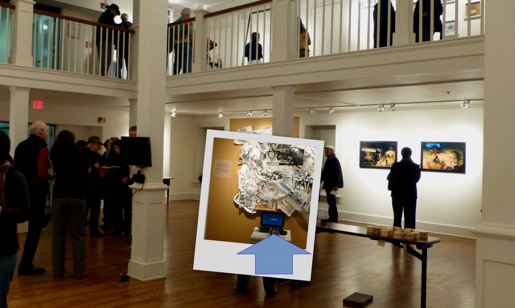 The Meme exhibition at the Herndon Gallery, with the Shakespeare work highlighted