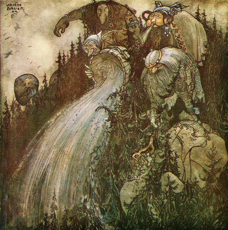Trolls in a forest, illustrated by John Bauer.